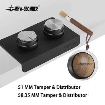 tamper distributeur noir argenté acier inoxydable professionnel moderne lisse brillant 51mm 58.35mm