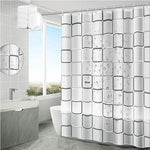 rideau douche moderne blanc noir carreaux géométriques opaque 120x180cm 150x200cm 180x200cm 200x180cm