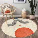 tapis rond moderne abstrait couleur beige salon chambre anti dérapant polypropylène polyester 80x80cm 120x120cm