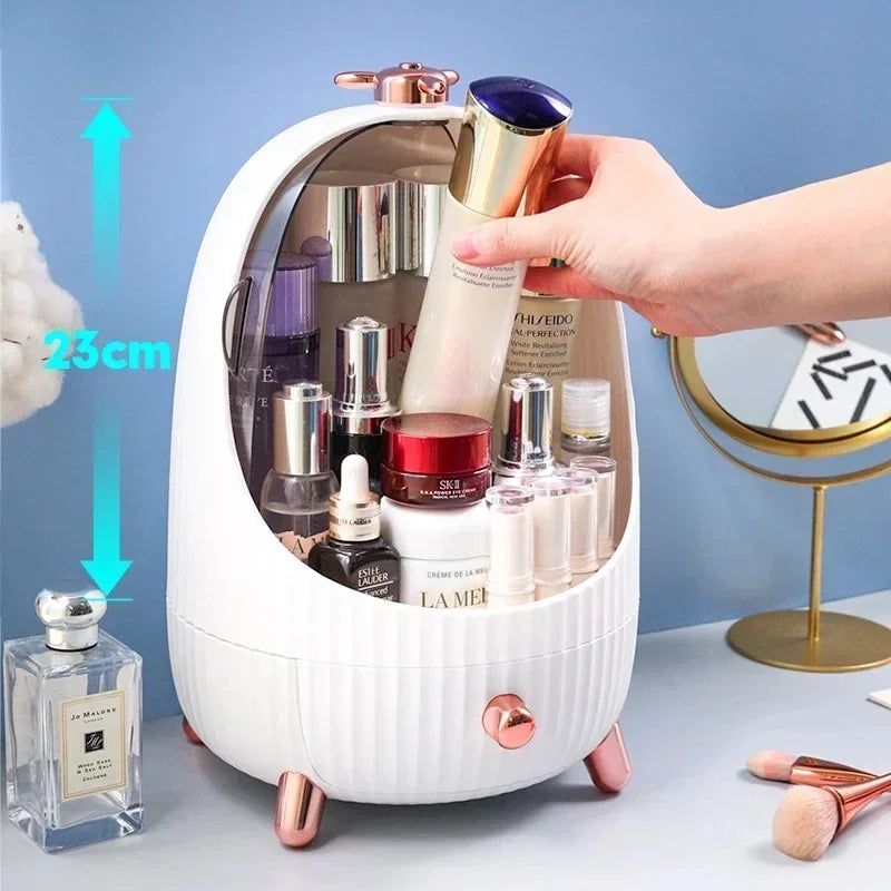 boîte rangement cosmétique transparente moderne verre vert blanc produits cosmétiques grande capacité poignée pivotante