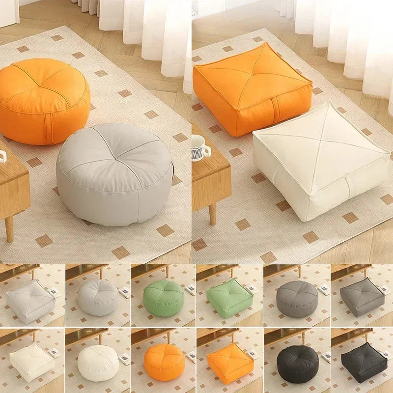 pouf moderne orange gris vert blanc mousse pu polyester coton imperméable amovible lavable