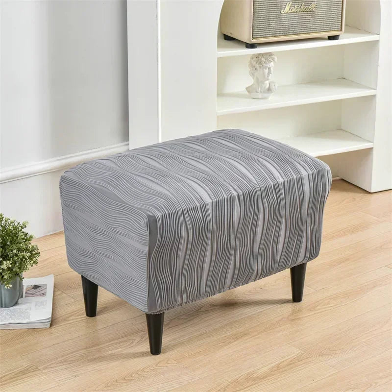 housses fauteuil gris rayures moderne protection reutilisable chair ottoman COVER