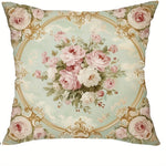taies d'oreiller motif floral vintage rose blanche zip closure decoration chambre maison