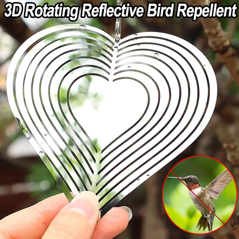 répulsif oiseaux argenté cœur cercles concentriques moderne extérieur anneau métalliquesuspenduextérieurjardinferme