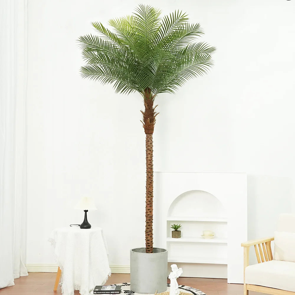 palmier artificiel décoration intérieure vert feuilles fines tronc épais moderne pot 240cm haute