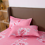 ensemble deux taies d'oreiller bleu fleurs blanches romantique lit double coton polyester