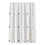 rideau douche moderne motif triangles blancs jaunes imperméable peva opaque anneaux fixations