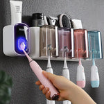 organisateur salle bain blanc gris moderne transparent brosse dents pot dentifrice brosse cheveux rasoir