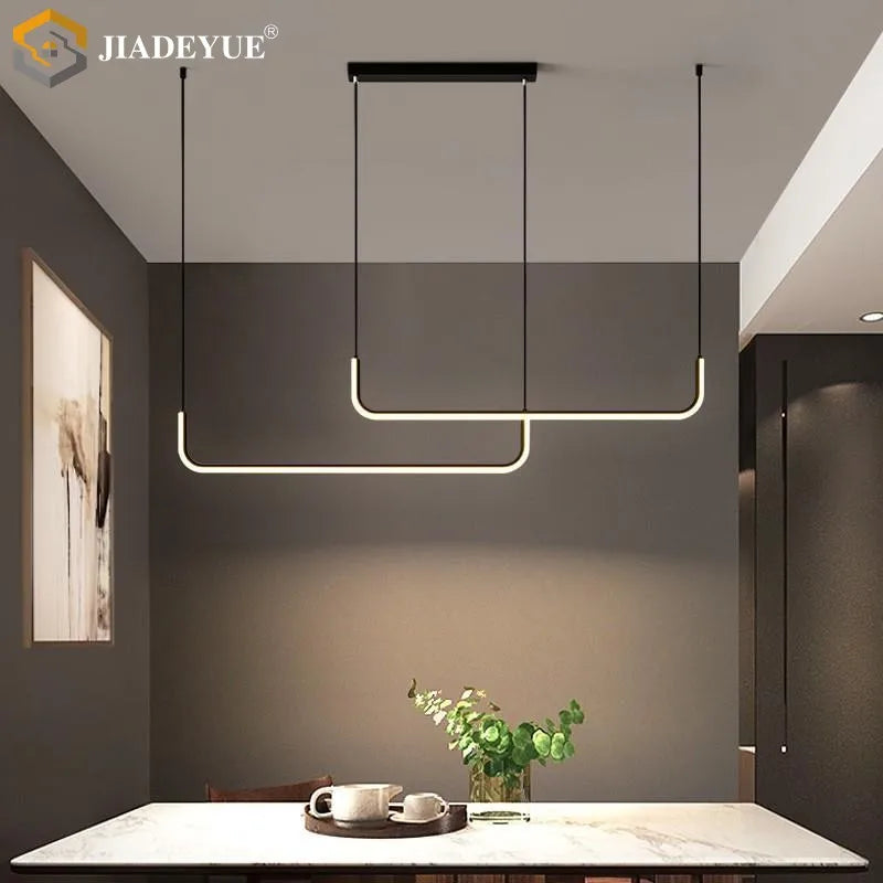 lampe suspendue moderne rectangulaire aluminium noir doré salle manger bar