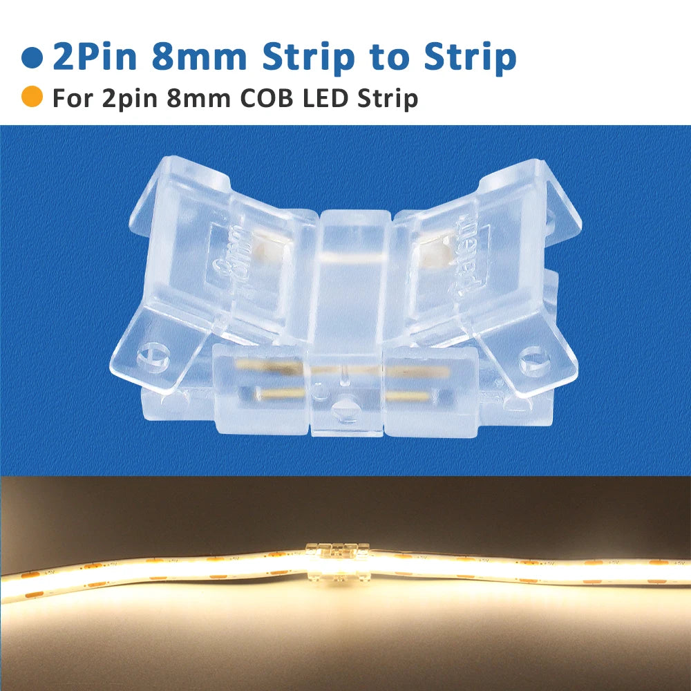 connecteurs led transparents 2pin 3pin clips câbles rgb cct cob 5v 12v 30v ul