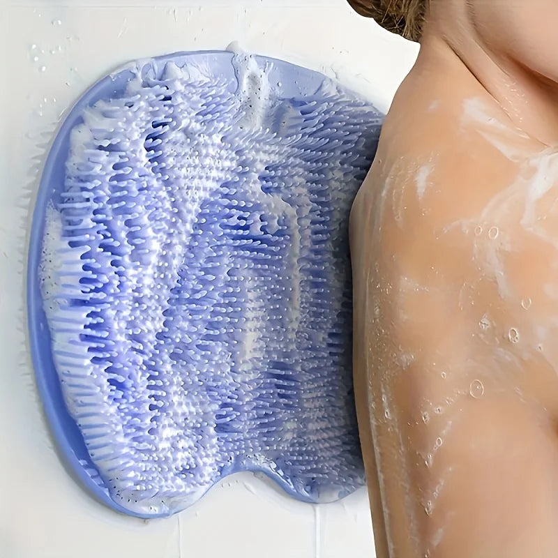 tapis bain texturé picots bleu lavande ventouses adhésives utilitaire maison massage pieds cleansing sponge