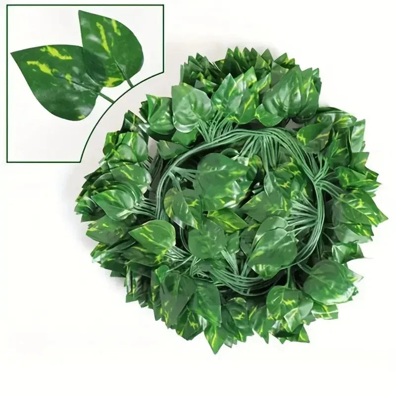 guirlande végétale artificielle feuilles vertes ovales moderne décoration extérieure maison jardin mariage fête