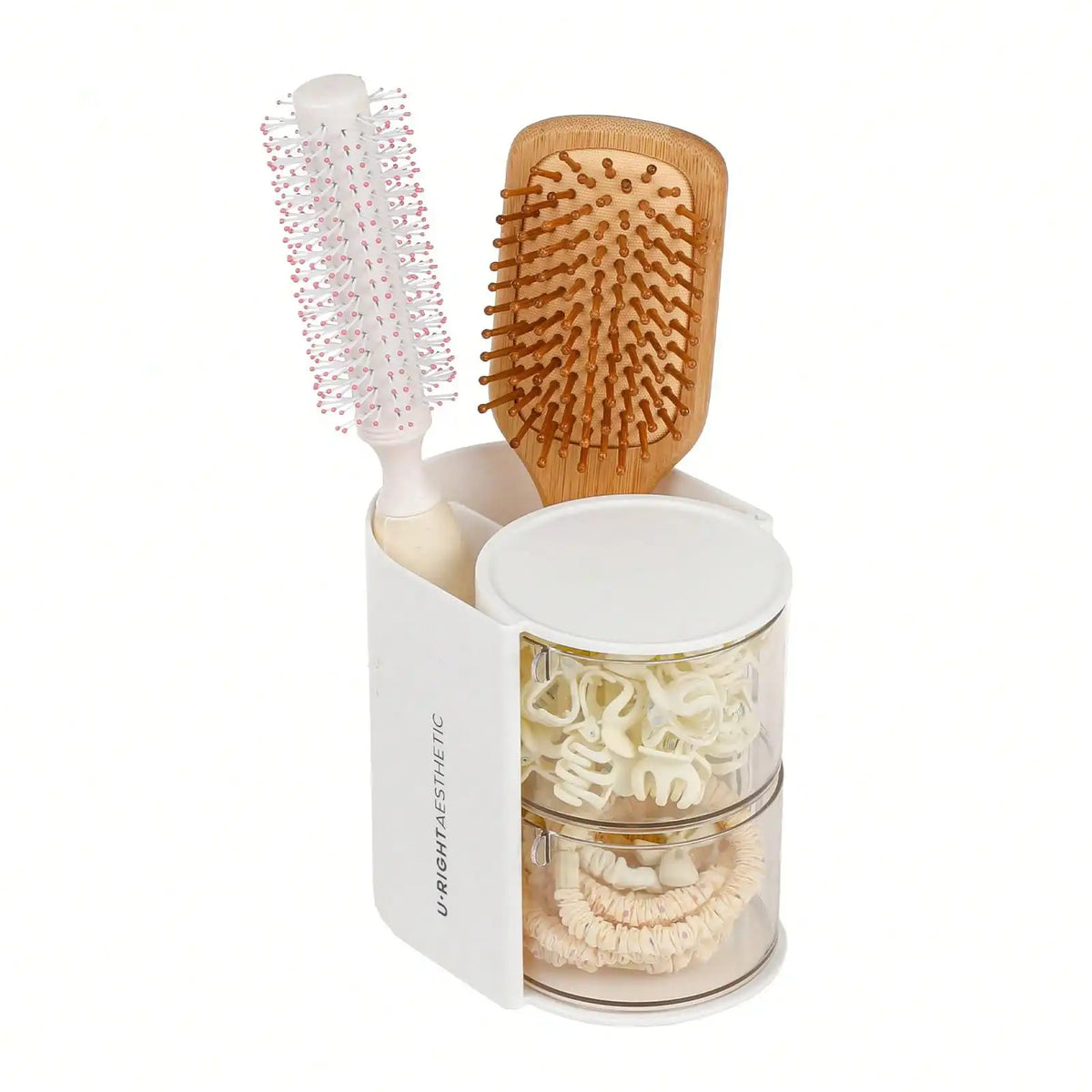 boîte rangement rotative transparente moderne brosse cheveux élastiques pinceaux maquillage gommes clips ruban adhésif