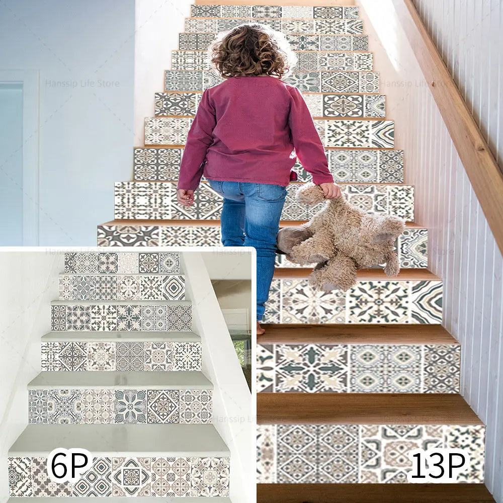 Détail de la texture et de l'adhésif des autocollants pour escalier