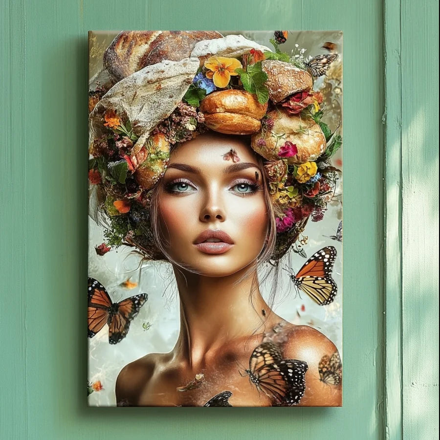 toile d'art contemporaine multicolore floral culinaire opaque sans cadre vertical