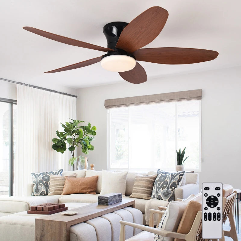ventilateur moderne pales noir bois télécommande led lisse opacité chambre salon