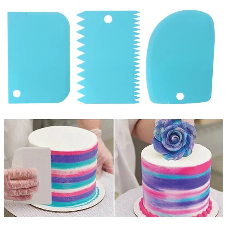 couteaux pâte dents scie bleu rose blancs fondant pâtisserie outils cuisine