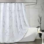 rideau douche moderne marbre blanc gris or géométrique polyester opulent élégant anneaux métalliques