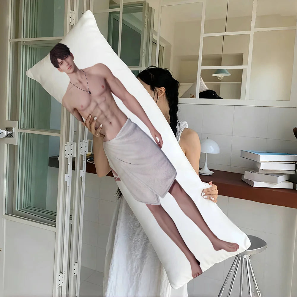 coussin moderne blanc personnage masculin serviette chaîne non toxique respectueux environnement 51x137CM