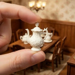 service thé miniature blanc motifs floraux classiques poupées accessoires décoration théière tasse soucoupe