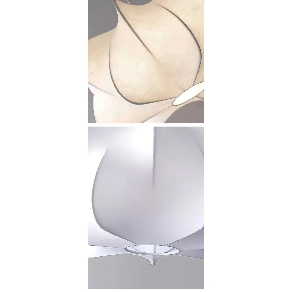 lampe suspendue moderne soie blanche beige forme organique câble noir chambre salon