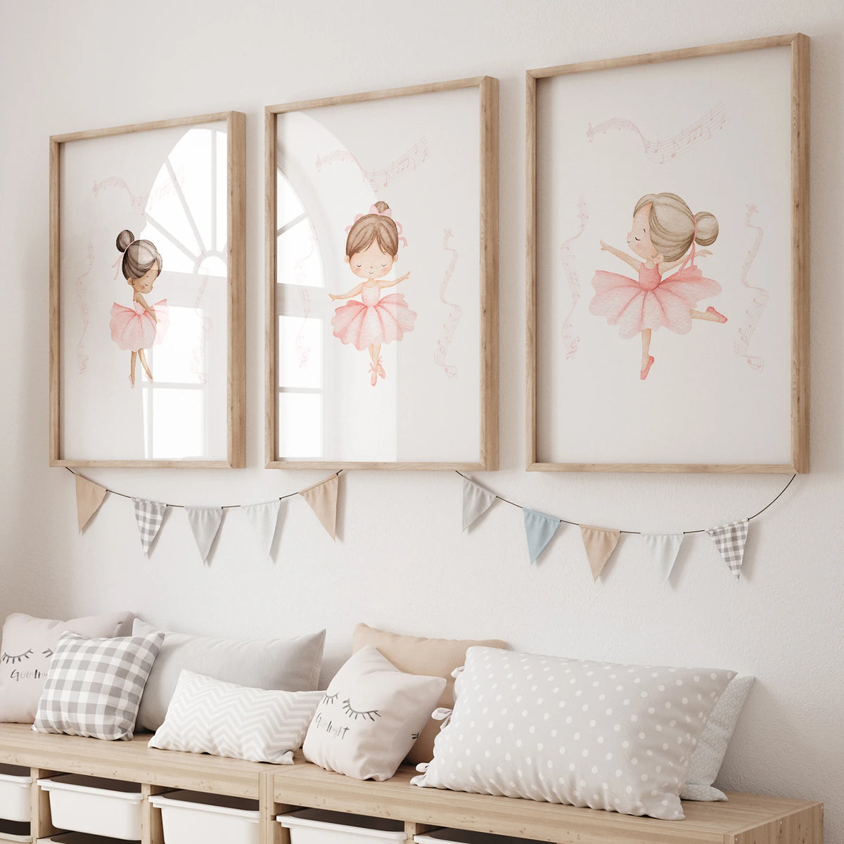 affiche illustration danseuse tutu rose fond blanc salon enfant decor maison 30x40cm 40x50cm 40x60cm