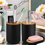 ensemble d'accessoires salle bain distributeur savon porte brosses dents porte savon noir moderne minimaliste