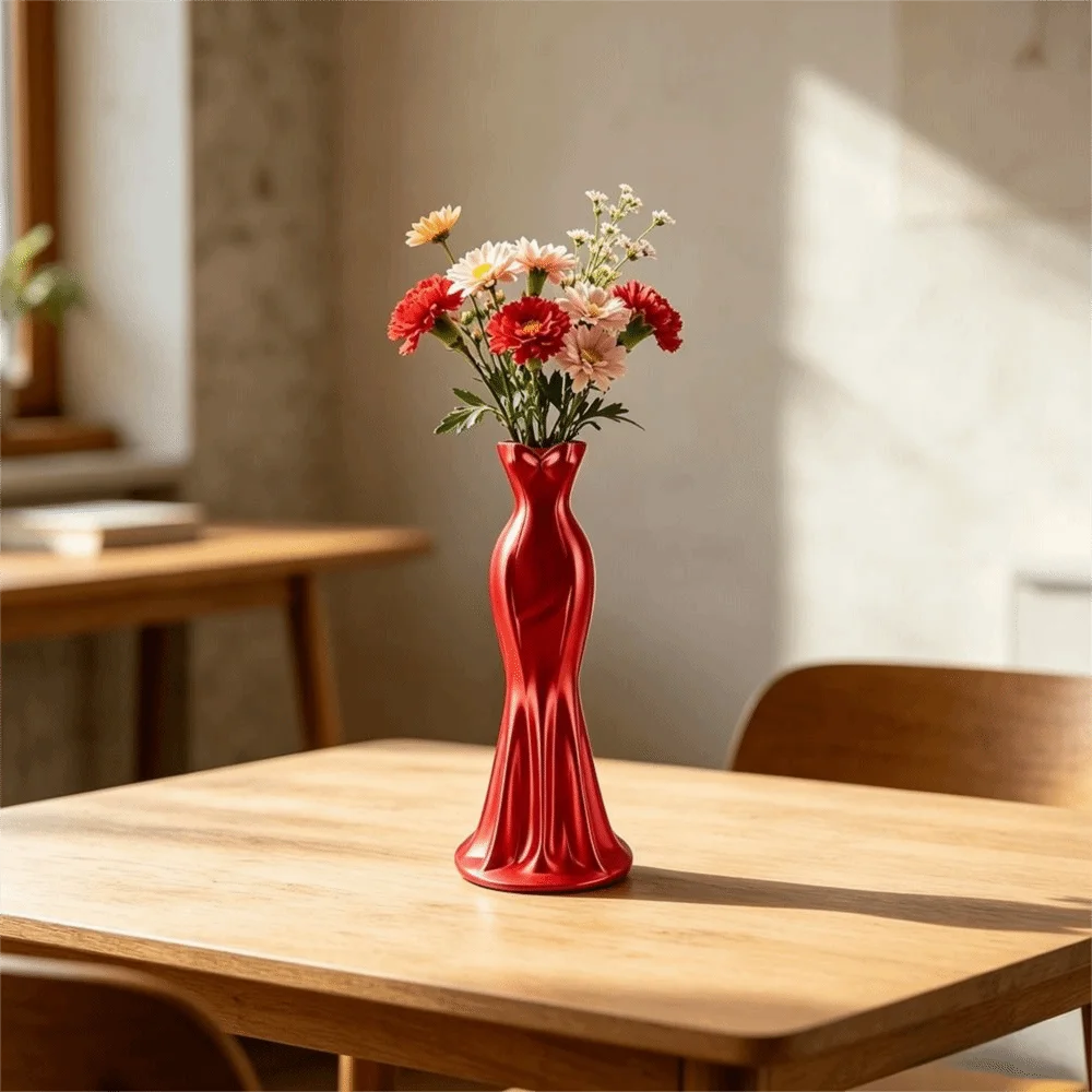 vase contemporain forme robe couleur blanc rose violet bleu rouge minimaliste élégant 19cm