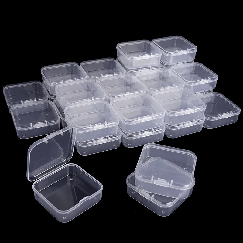 boîtes rangement transparentes modernes clips fermeture poignées 3.5cm 5.5cm bijoux pièces crafts