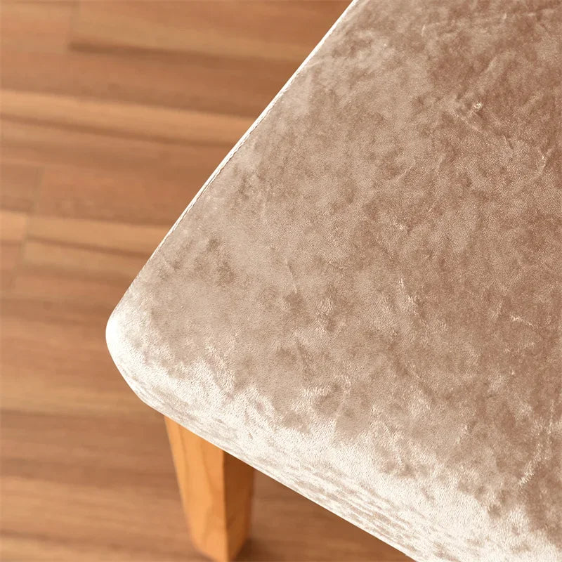 couverture chaise salle manger velours moderne beige clair antidérapante élasthanne polyester