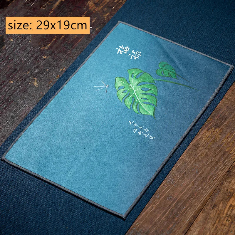 serviettes table bleu vert fleurs oiseaux paysages traditionnelles élégantes absorbantes coton thermiques