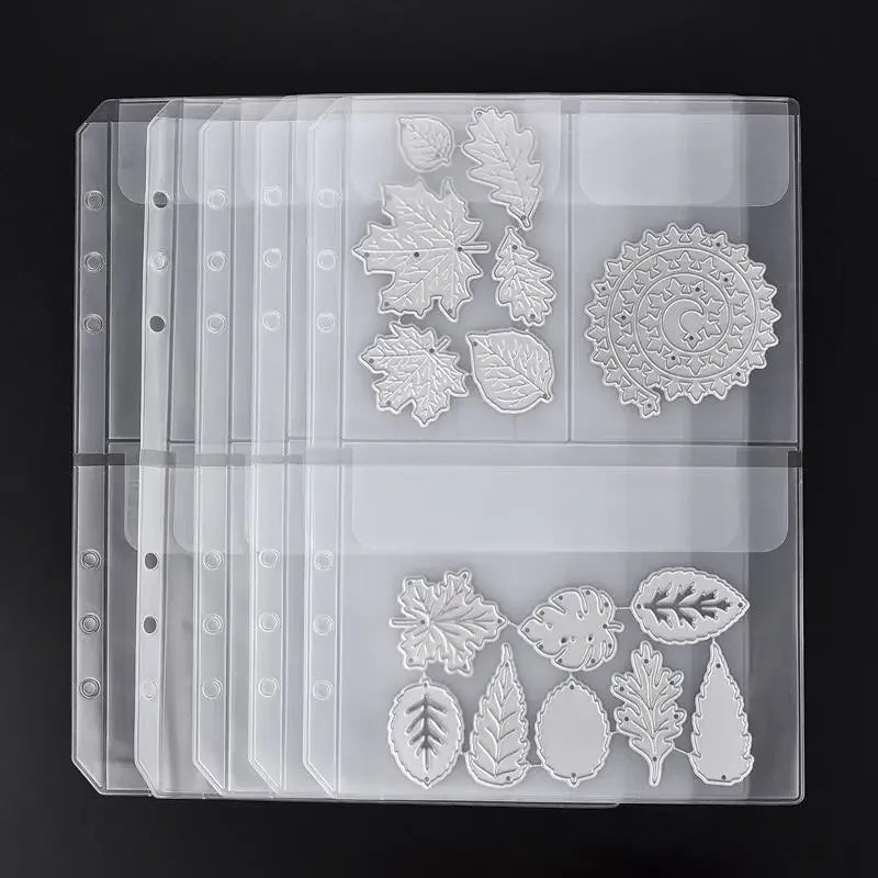 rangements scrapbooking pochettes transparentes motifs floraux stylo sacs stockage moderne anneaux métalliques