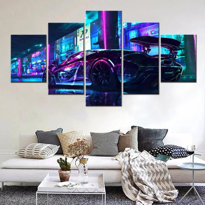 Affiche murale en toile 5 panneaux thème voitures moderne pour chambre