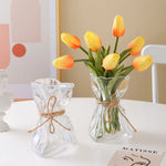 vase verre transparent moderne ruban jute pot fleur terrarium décoration table hydroponique artisanat