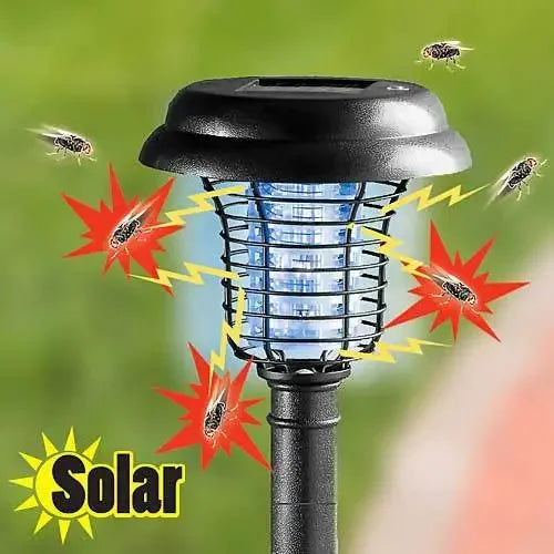 lampe anti moustiques solaire noire moderne grille transparente bouton tactile panneau solaire camping jardinextérieur
