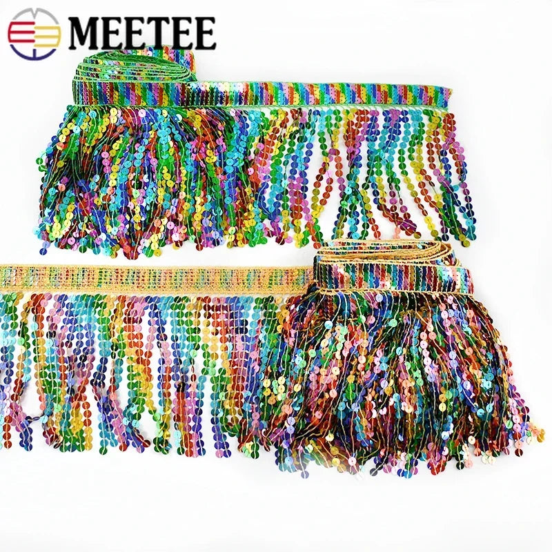 frange pailletée multicolore dentelle perlée élastiquée jupe élégante décoration vêtement textile maison DIY