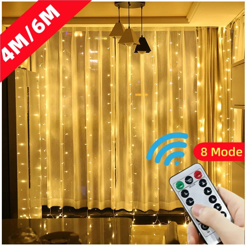 guirlande lumineuse led rideau blanc chaud décoration noël fenêtre intérieur usb télécommande moderne