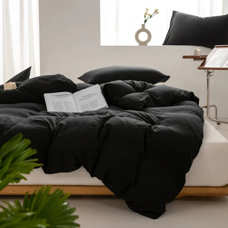 Housse de couette minimaliste japonaise gris clair