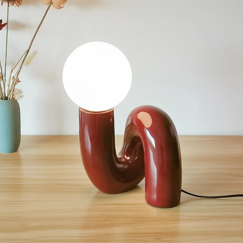 lampe table moderne rouge blanche 5w led adhésif câble électrique