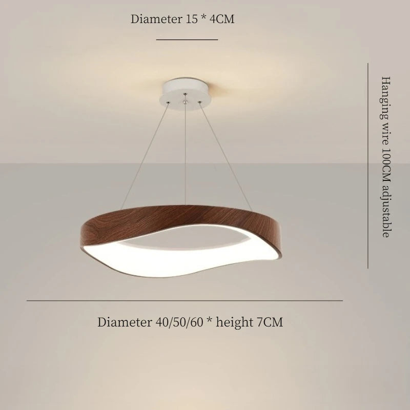 lampe suspendue bois naturel moderne blanc chaînes 40cm 50cm 60cm lumière chaude certification sécurité