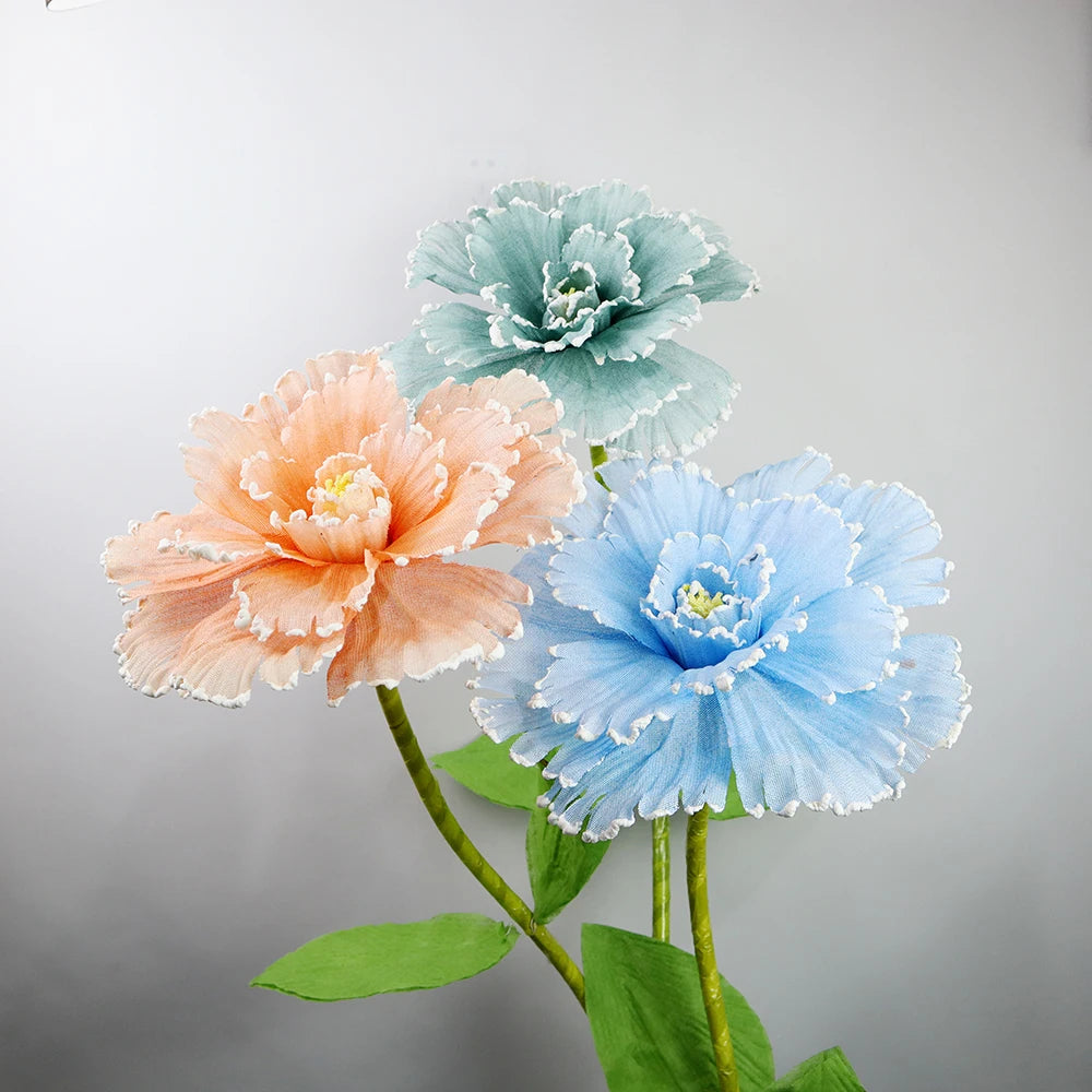 Pivoine géante en lin artificielle couleur grise