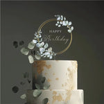 feuilles fleurs transparentes décoration gâteau mariage anniversaire happy birthday mr mrs tringle modernes