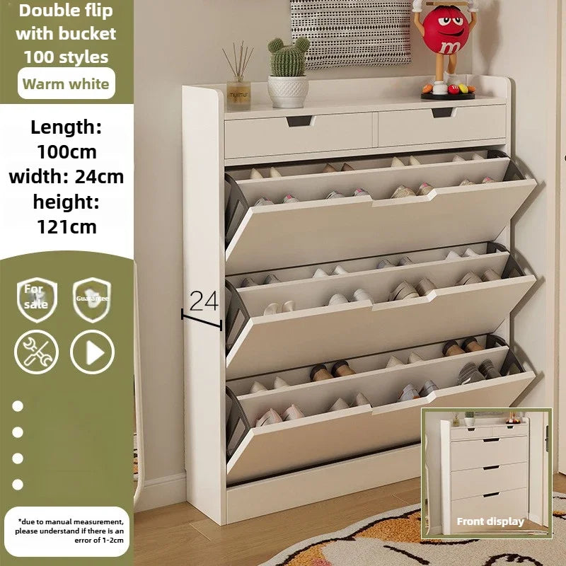 armoire chaussures moderne beige clair tiroirs rangement chaussures objets multifonction bois MDF