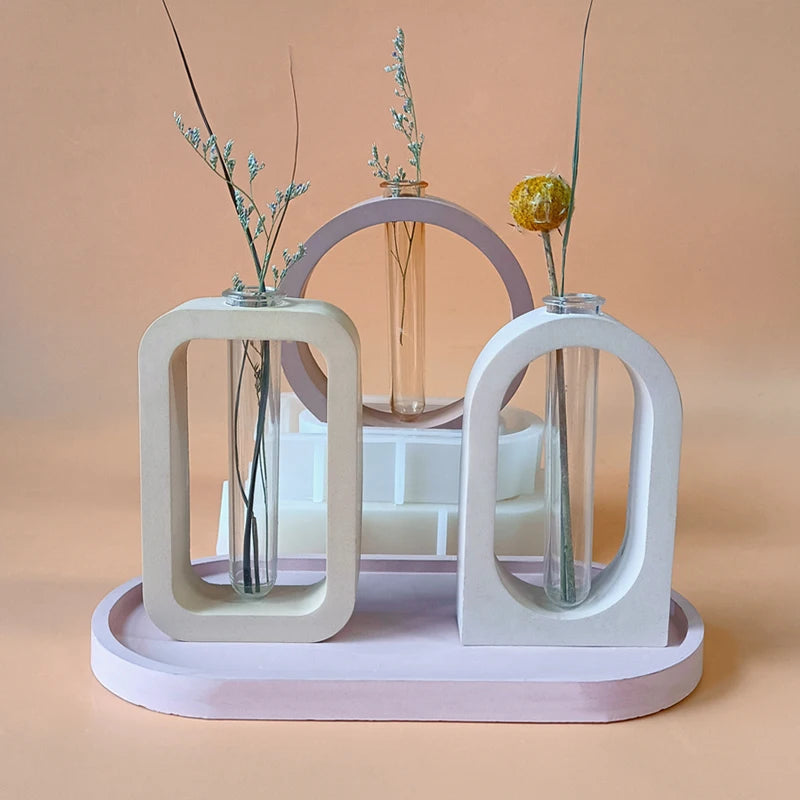 moule silicone vase arché décoration intérieure résine plâtre nordique géométrique facile nettoyage réutilisable flexible