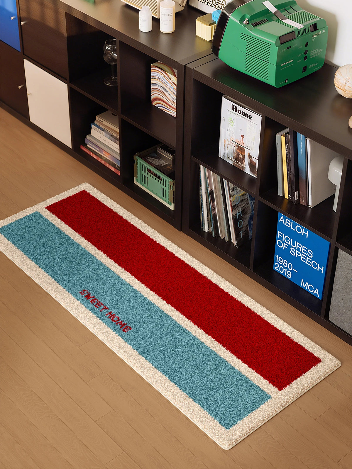 tapis vintage carreaux blanc rouge bleu clair moderne résistant décoloration peluche moelleuse antidérapantintérieur chambre