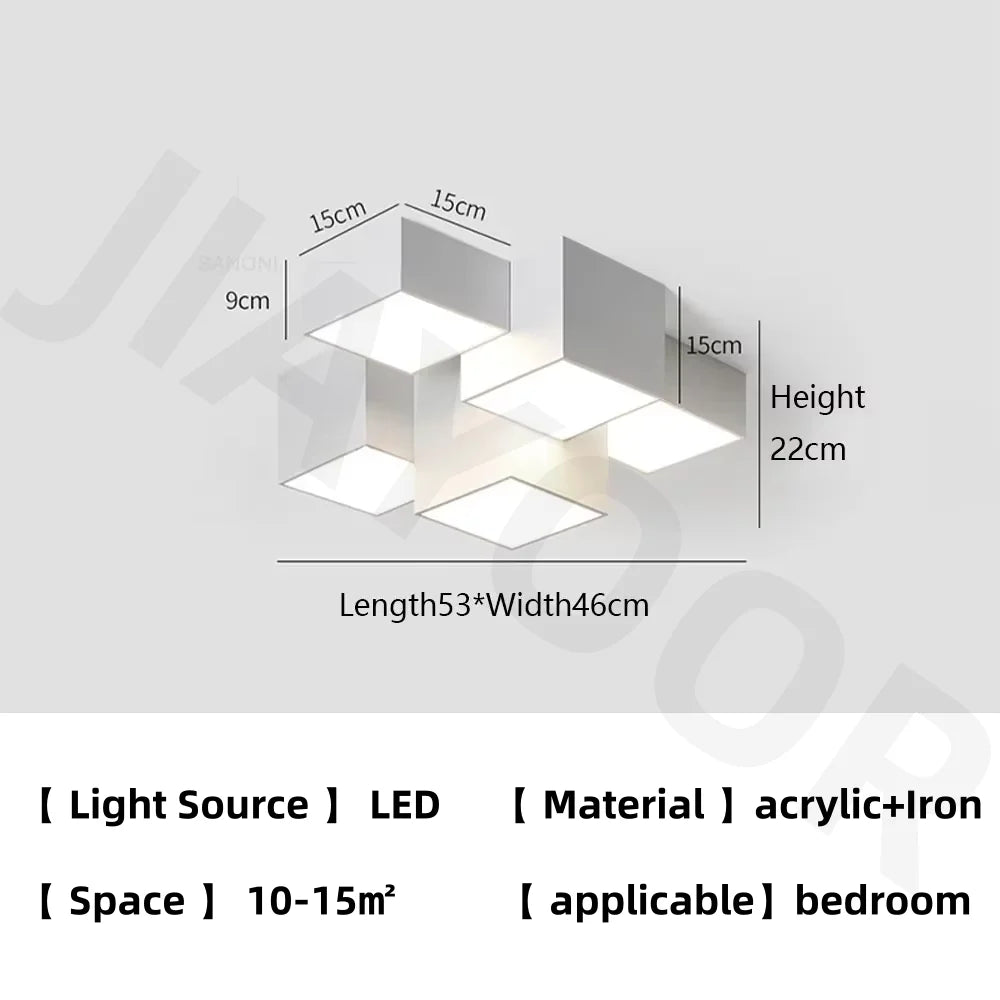 plafonnier moderne minimaliste blanc noir cubique géométrique LED salon chambre étude