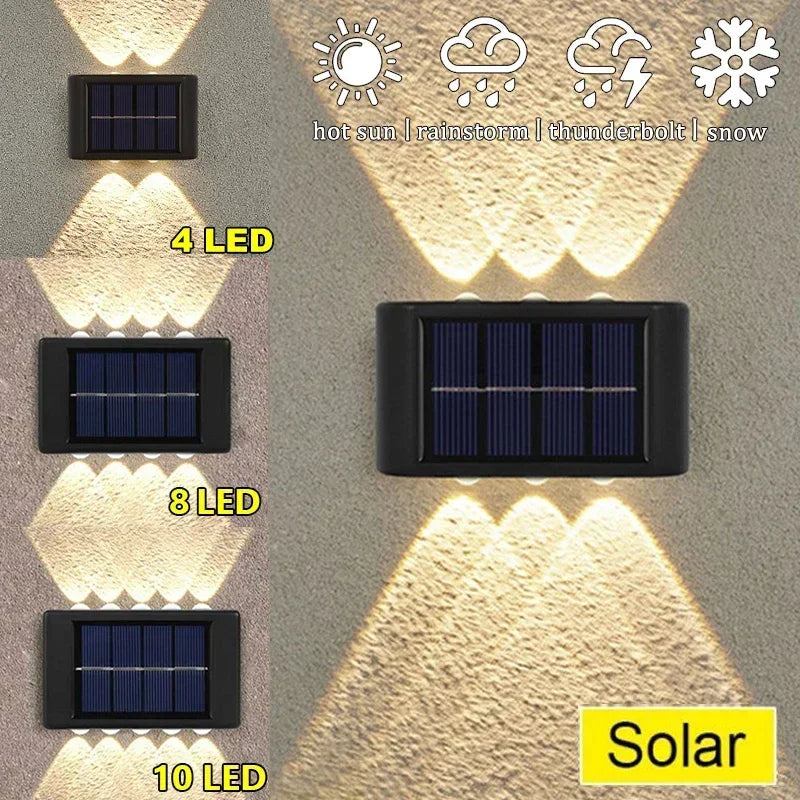 lampe solaire murale led panneaux solaires noire moderne extérieure éclairage jardin clôture
