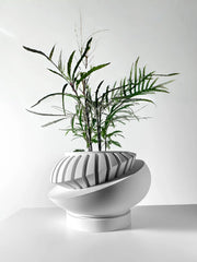 pot fleurs moderne pot texturé lamelles plante verte contemporain sculptural