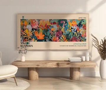 affiche toile abstraite fleurs multicolores moderne décoration salon chambre sans cadre grand