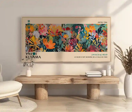 affiche toile abstraite fleurs multicolores moderne décoration salon chambre sans cadre grand